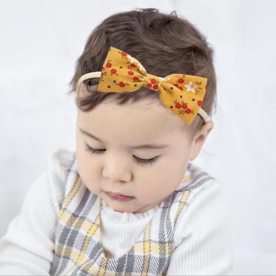 China Nylon+Polyester Elastic Baby Hair Band Europe Bow Butterfly Hair Band Cute Nylon Newborn Baby Head Band for sale