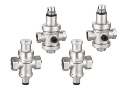 China Nickel Plated Adjusting Pressure Reducing Valves 1/2'' F X F With 1/4'' Gauge Port  PRV for sale