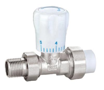 China 1 2 Straight Manual Radiator Valves Nickel Plated Plastic Handle for sale