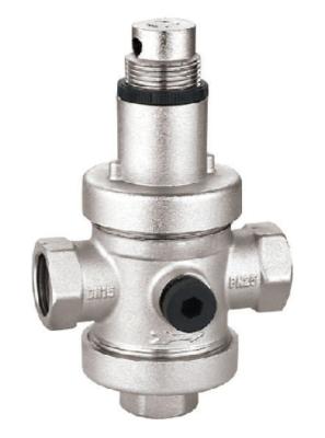 China Druckminderventile aus Messing 3/4'' F X F mit 1/4'' Manometeranschluss, vernickeltes PRV-Wasserventil zu verkaufen