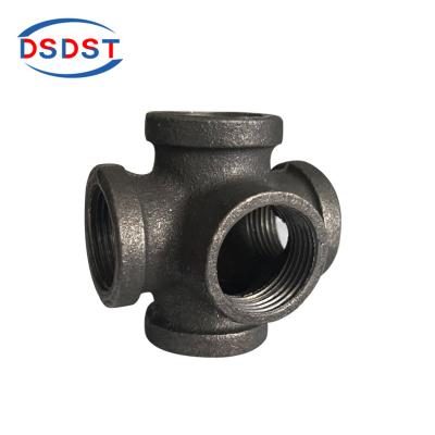 China Black Malleable Iron Pipe Fittings Malleable Iron Pipe Fittings Cast Iron Tubing Customizing 6 Way OEM Spray Color Can Be Customized for sale