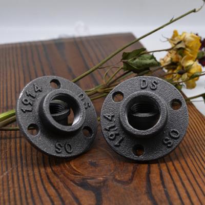 China Retro Handwork Decoration Black Toilet Paper Holder Pipe Nipple Vintage Pipe Flanges 90 Degree Elbow Equal Tee Malleable Cast Iron Floor Flange 322 for sale