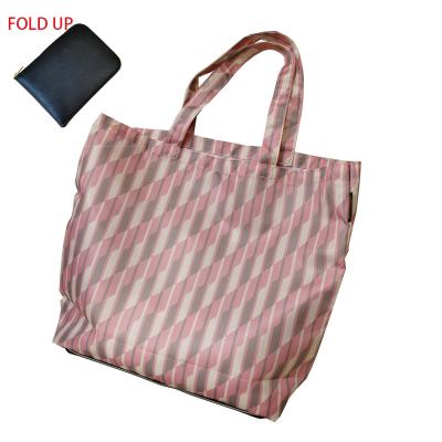 China Custom made eco eco friendly recycle nylon foldable bag polyester reusable folding grocery tote shopping bag for sale