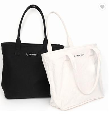 China Lona preta branca reciclada Tote Bag Organic Cotton de 10oz 12oz para mulheres à venda