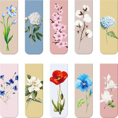 China 10pcs Matte Floral Magnetic Bookmark Clips For Students Books Reading for sale