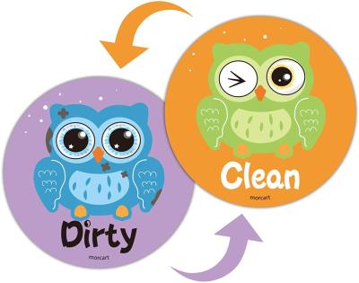 China OEM Animal Owl magnetic Clean Dirty Flip Sign Dishwasher Sticker Clean Dirty for sale