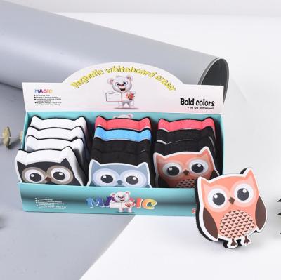 China Animal Owls EVA Magnetic Dry Erase Eraser Felt Eraser For Whiteboard for sale