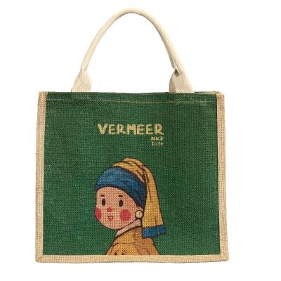 China De douane Gedrukte Handtas van Jutetote bags laminated patterned burlap Te koop