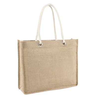 China De gepersonaliseerde Gedrukte Jute doet de Jute Tote For Promotion van de Strandschouder in zakken Te koop