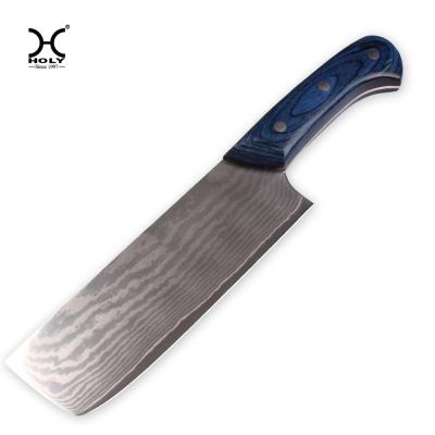 China 7 Inch Full Tang Cleaver Knife With Pakka Wooden Handle Viable Japanese Damascus Steel for sale