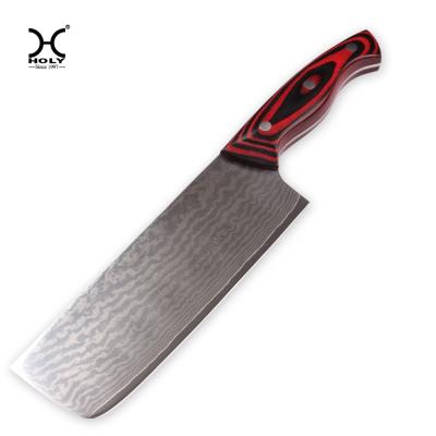 China Durable 67 Layers Japanese Damascus Full Tang 7inch Steel Cleaver Knife With Pakka Wood Handle for sale