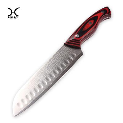 China 67 Viable Layers Full Steel Tang With Pakka Wood Damascus 7inch Santoku Knife for sale