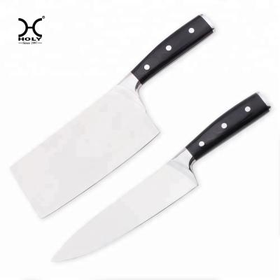 China New Viable Profession 2PCS Kitchen Knives Set 7inch Cleaver And 8inch Chef's Knife With Pakka Wood for sale