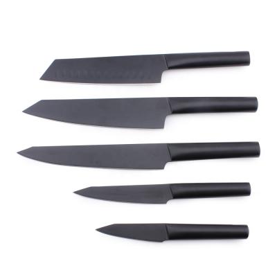 China 5 PCS Disposable Black Coating Stainless Steel Non-Stick Kitchen Knife Set for sale