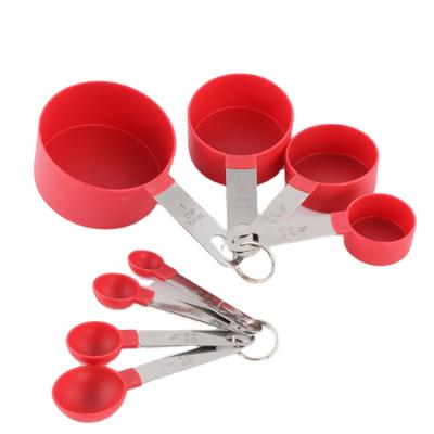 China 8 Pcs Measuring Cups Sustainable Measuring Tools 3000 Sets Red Stianless Steel Plastic Sustainable Kitchen for sale