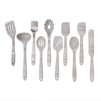 China 10pcs Sustainable Marbling Mini Silicone Cooking Utensils Kitchen Utensil Set for sale