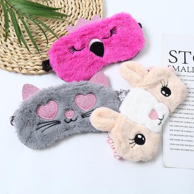 China Lovely Daily Life Design Lovely Animal Rabbit Plush Rabbit Eye Patch Soft Sleep Eye Shield For Girls Kids Blindfold for sale