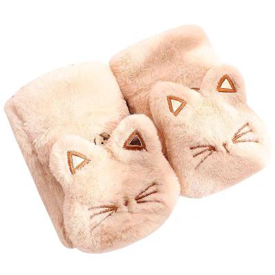 China Winter Fashion Cat Face Soft Hand Gloves With Flip Top Fingerless Gloves With Cover For Girls for sale