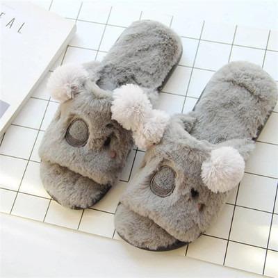 China Cushioning Comfortable Plush Koala Rabbit Slippers Winter Home Slippers For Teenagers for sale