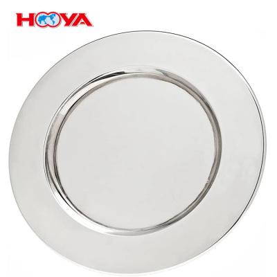 China Disposable Round Style Dinner Plates 33cm Single Charger Stainless Steel for sale