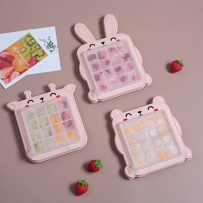 China Lovely Ice Block Tray Ice Cream Tray Plastic Mold Homemade Cartoon Cat Rabbit Plastic Mold for sale