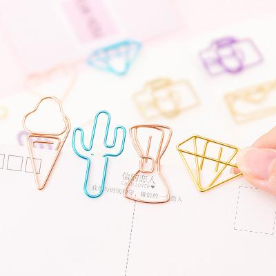 China cute education kawaii stationery design paper clip bookmark for students girls heart cactus star bowknot shape for sale