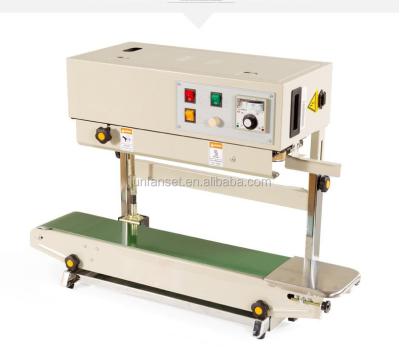 China FR-900 Beverage Plastic Bag Heat Sealer Vertical Continuous Plastic Film Sealer for sale