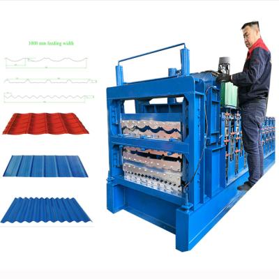 China Building Construction Three Layers Roof Sheets Roll Forming Machine Corrugated Trapezoid Metal Iron Steel Roofing Sheet Making Machine Price for sale