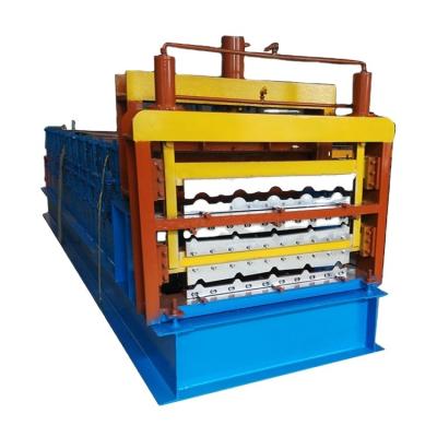 China Hotels 840/900/800 Color Alu-zinc Three Layers Corrugated Tile Roll Roof Steel Coil Forming Machine for sale