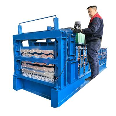 China Building Material Shop Three Layer Metal Roll Forming Machine New Automatic Metal Plate Three Layer Panel Roll Forming Price for sale