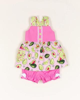 China 2022 Hot Selling Avocado Spring Short Set Print Anti-static Pink Short Baby Clothes And Outfits for sale