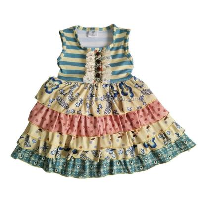 China 2019 Vintage Floating Lovely Baby Girl Dresses Designs Gorgeous Dress Fashion Princess Girl Dress for sale