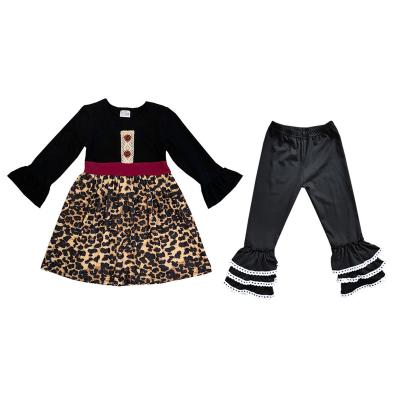 China Yiwu RTS Boutique Casual Girls Clothes Bulk Wholesale Kids Leopard Print Clothing Sets for sale