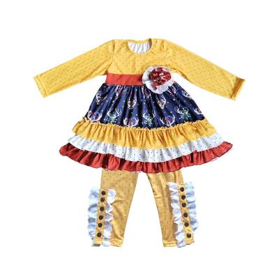 China Cute Toddler Girls Dressing Up Set Cheap Casual Newborn Christmas Style Reindeer Girls Fall Boutique Outfit for sale