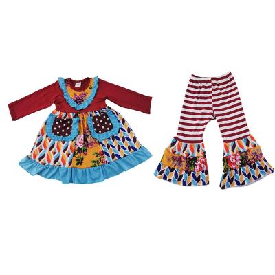 China 2019 new fashion girl casual clothes set wholesale children's boutique clothing autumn children's floral clothes for sale