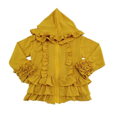 China Wholesale Casual WinterJacket Baby Knitted Custom Cardigan Hoodies Baby Clothes Ruffle Fashion Coat for sale