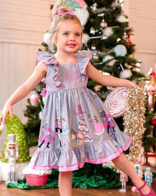 China Cute Vintage Winter Christmas Floating Sleeve Girl Dress Holiday Nutcracker Dress for sale