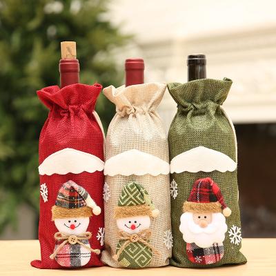 China New Gift Bottle Cover Canvas Christmas Champagne Wine Bottle Cover for sale