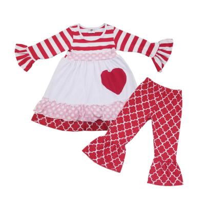 China 2019 Wholesale Children's Heart Cotton 2019 Printing Toddler Girls Red Clothing Boutique 100% Girls Valentines Day Outfit for sale