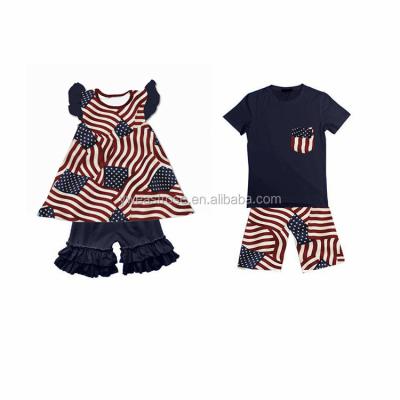 China Wholesale 100% Children's Fourth of July Independence Day Day Cotton Baby Boy Dressing Set Clothes for sale