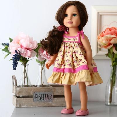 China Cute 18 Inch Baby Summer Vacation Wind Doll Dress Flower Print - Doll Clothes for sale