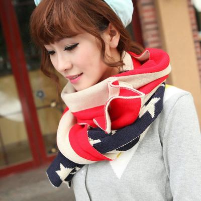 China Newest Design US Stripe USA Long Store Knitted American Scarf Winter Hot Sale Acrylic Flag Scarf for sale