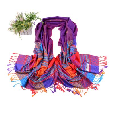 China French Stole Fashionable Women Stole Design Shawls Classic Viscous Scarf Woven Jacquard Rainbow Shawls for sale