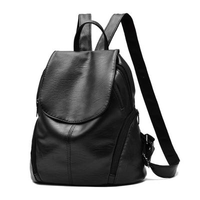 China High Quality Korean Material PU Material Women Shoulder Bags Fashion Style Waterproof Leather Trim Black Backpack Bags for sale