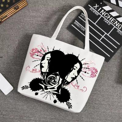 China 100% Canvas Material Custom Printing Logo Canvas Bag Handled Shopping Women Fashion Cotton Tote Bags for sale