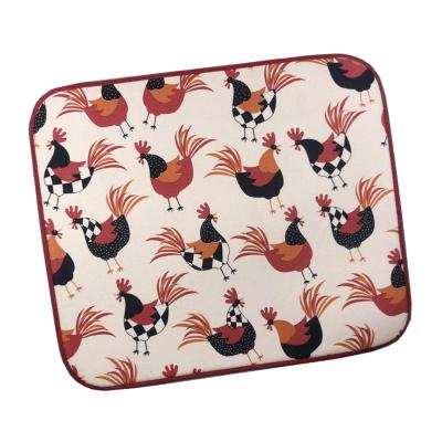 China Viable Rooster Drying Mat Table Place Mat Hot Sale Waterproof Silver Gold Accessories Classic Style Feature Dish Mat for sale