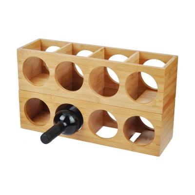 China Countertop 5 Bottles Sustainable Wine Display Rack Bamboo Wooden Storage Rack Wine Rack for sale