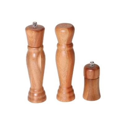 China Manual Shaker Castor Tool Seasoning Pepper Grinder Salt Peppers Glass Cruet Spice Viable Acacia Wood Kitchen Grinder for sale