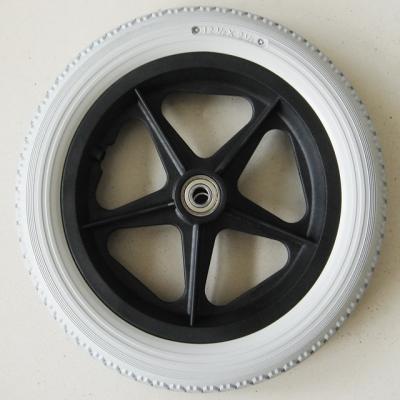 China Wheelchair PU Wheelchair Solid Tire Foaming Rubber Coated Wheel for sale