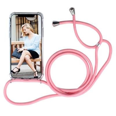 China Shockproof Transparent Soft Phone Back Cover TPU Cell Phone Case With Lanyard Necklace Shoulder Neck Strap Rope String For Apple Iphone 11 Case for sale